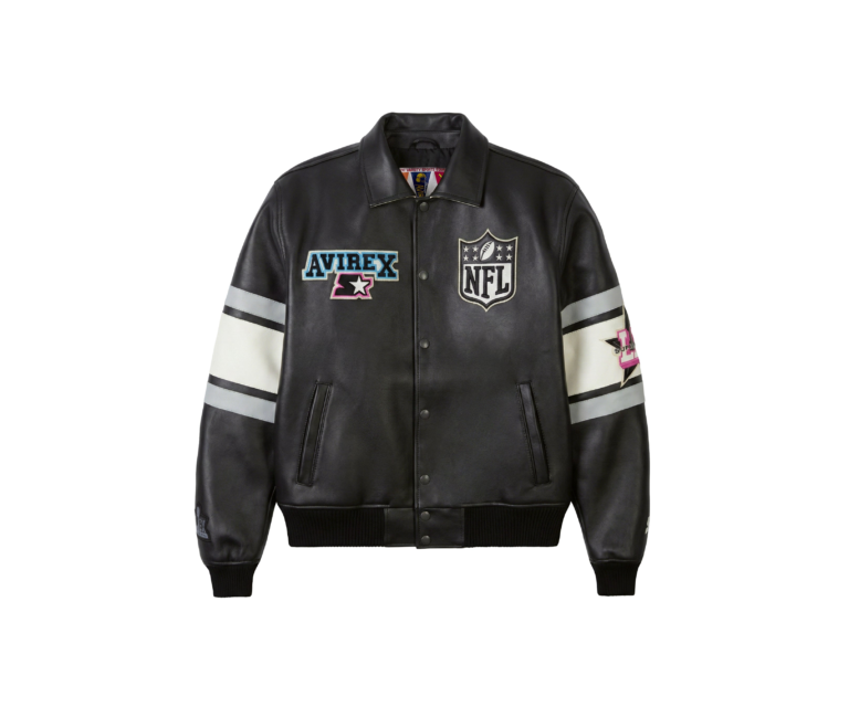 Avirex avirex x starter super bowl lx leather jacket in black - photo 1