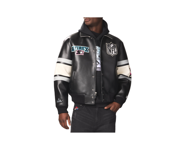 Avirex avirex x starter super bowl lx leather jacket in black - photo 3