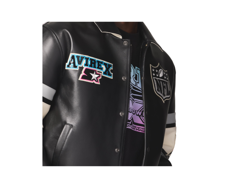 Avirex avirex x starter super bowl lx leather jacket in black - photo 9