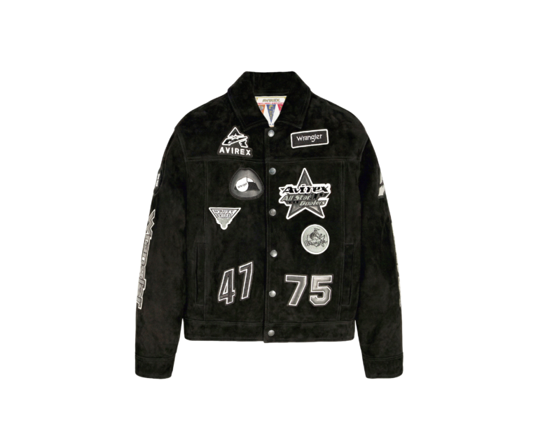 Avirex avirex x wrangler suede trucker jacket in black - photo 1