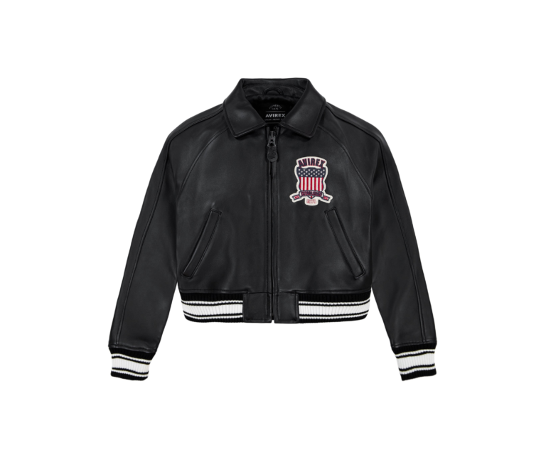Avirex cropped icon jacket in jet black - photo 1