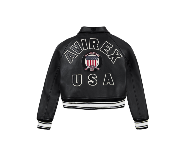 Avirex cropped icon jacket in jet black - photo 2