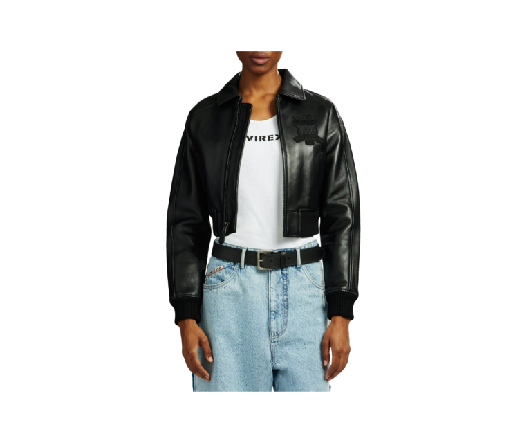 Avirex cropped icon jacket in triple black - photo 3