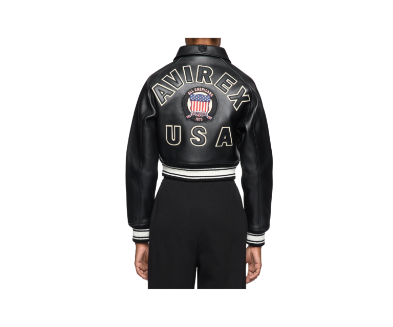 Avirex cropped icon jacket in jet black - photo 4