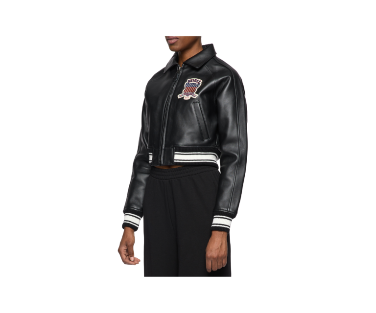 Avirex cropped icon jacket in jet black - photo 5
