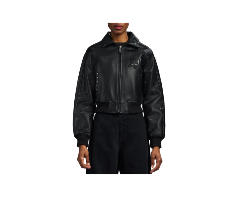 Avirex cropped studded icon jacket in black - photo 3