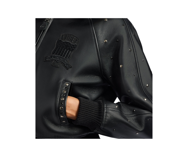 Avirex cropped studded icon jacket in black - photo 7