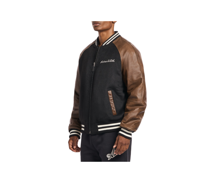 Avirex naval varsity wool leather jacket in black - photo 5