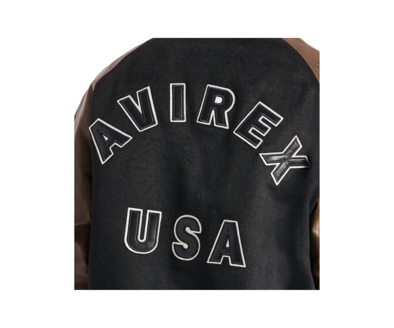 Avirex naval varsity wool leather jacket in black - photo 8
