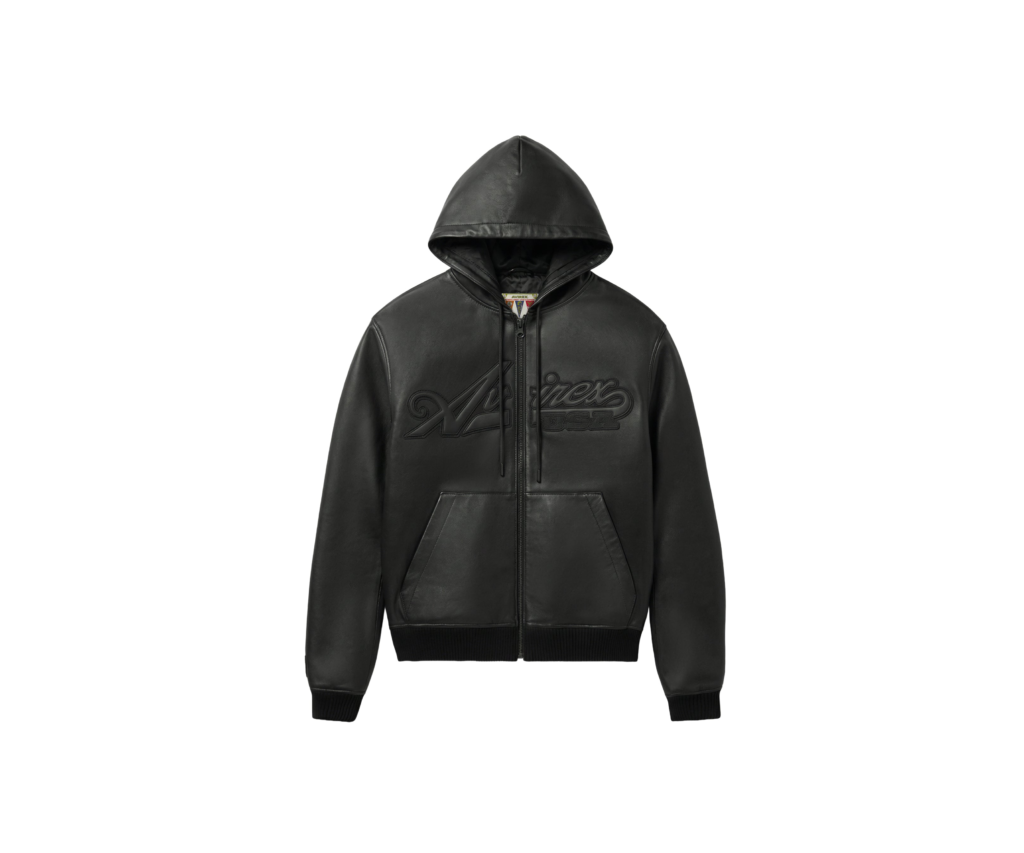 Avirex Script Nappa Leather Hoodie – Black