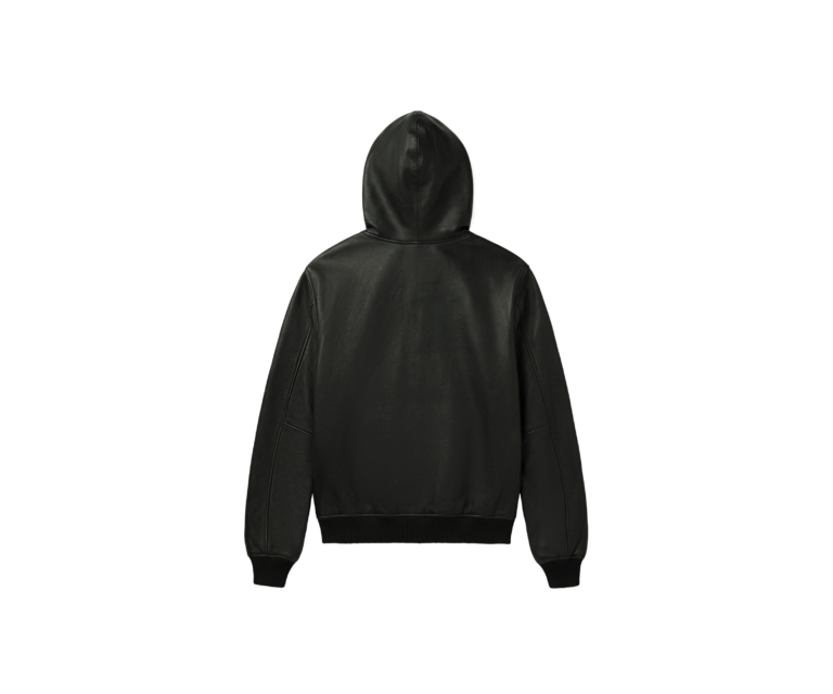 Avirex script nappa leather hoodie in black - photo 2
