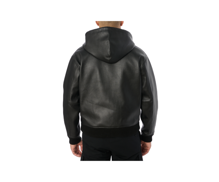Avirex script nappa leather hoodie in black - photo 6