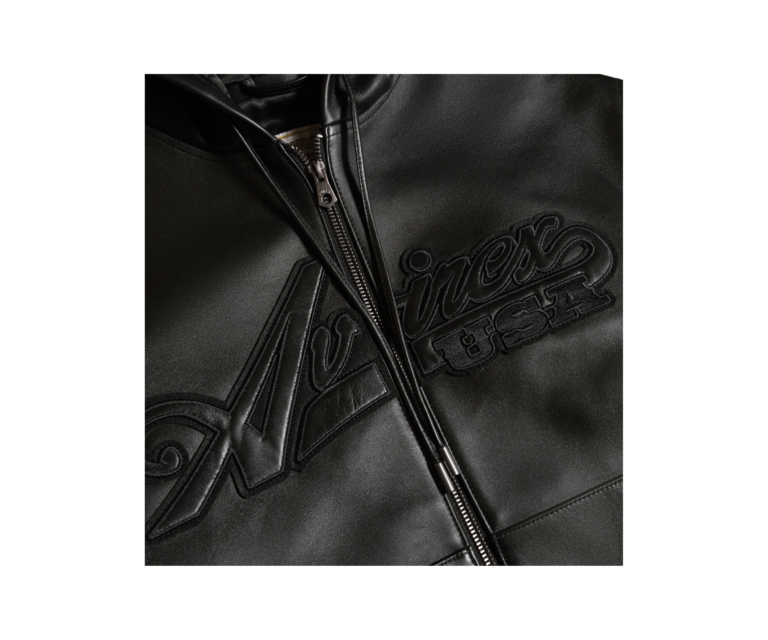 Avirex script nappa leather hoodie in black - photo 8
