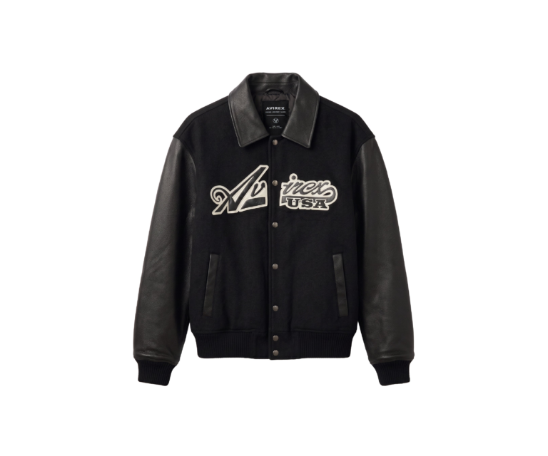 Avirex script wool leather jacket in black - photo 1