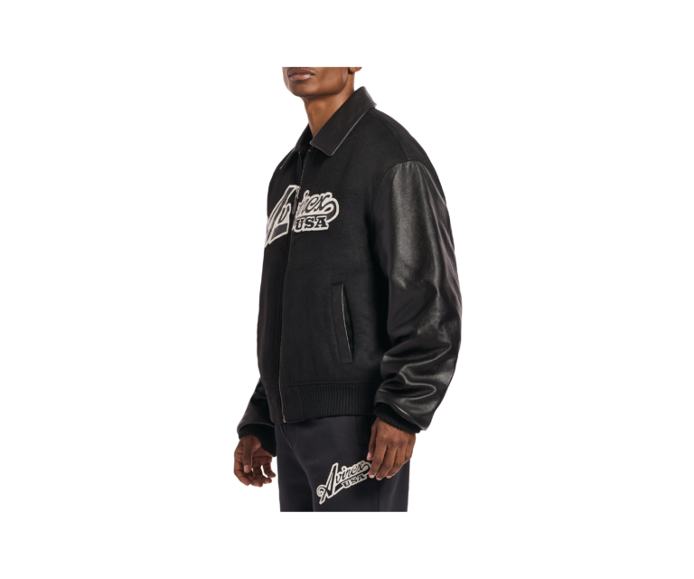 Avirex script wool leather jacket in black - photo 5