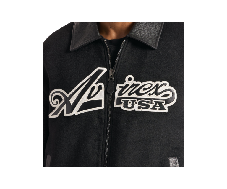 Avirex script wool leather jacket in black - photo 7