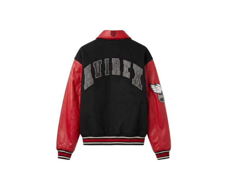 Avirex team eagle wool leather jacket in black - photo 2