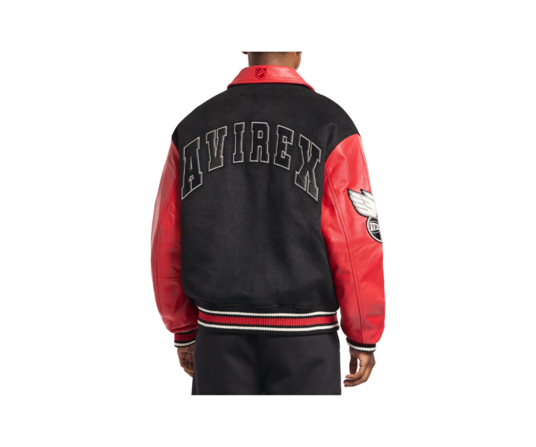 Avirex team eagle wool leather jacket in black - photo 4