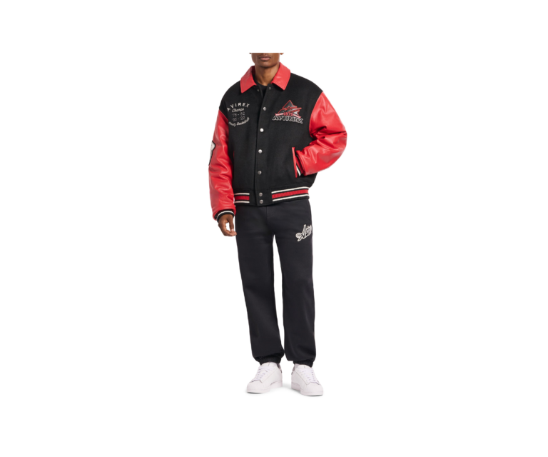 Avirex team eagle wool leather jacket in black - photo 6