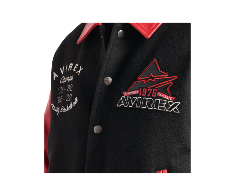 Avirex team eagle wool leather jacket in black - photo 7
