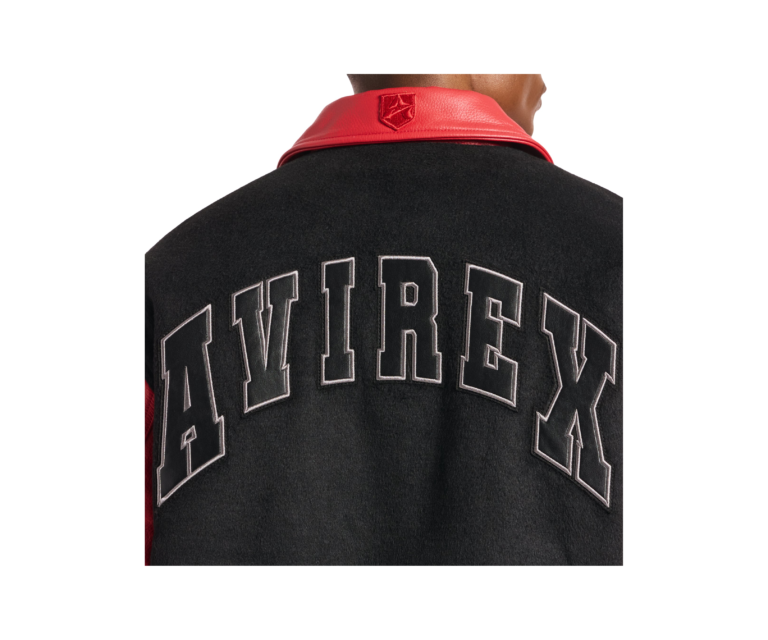 Avirex team eagle wool leather jacket in black - photo 8