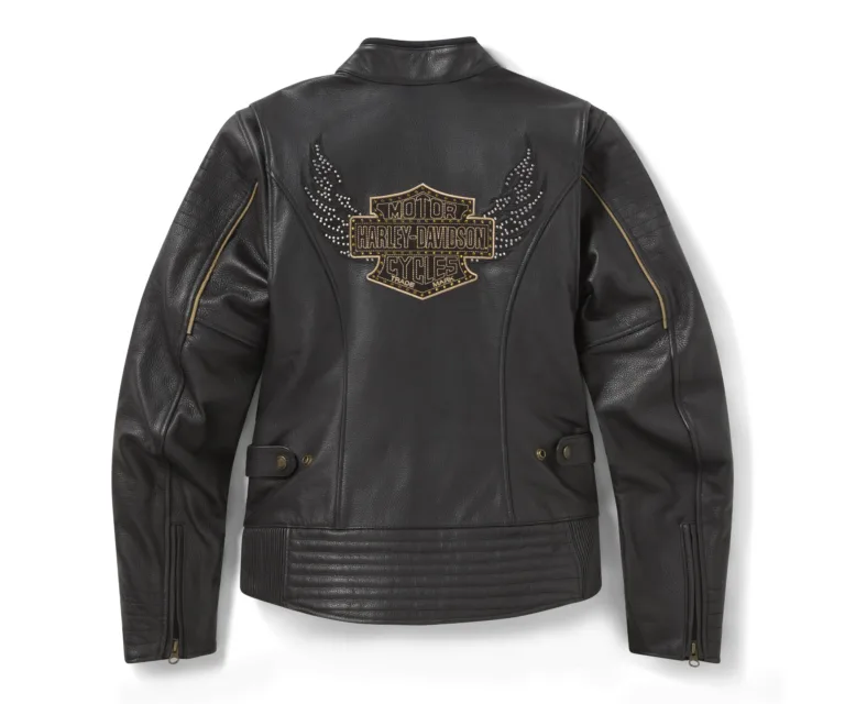 Harley-Davidson Women's Winged Bling Leather Riding Jacket in Harley Black, product image 2.