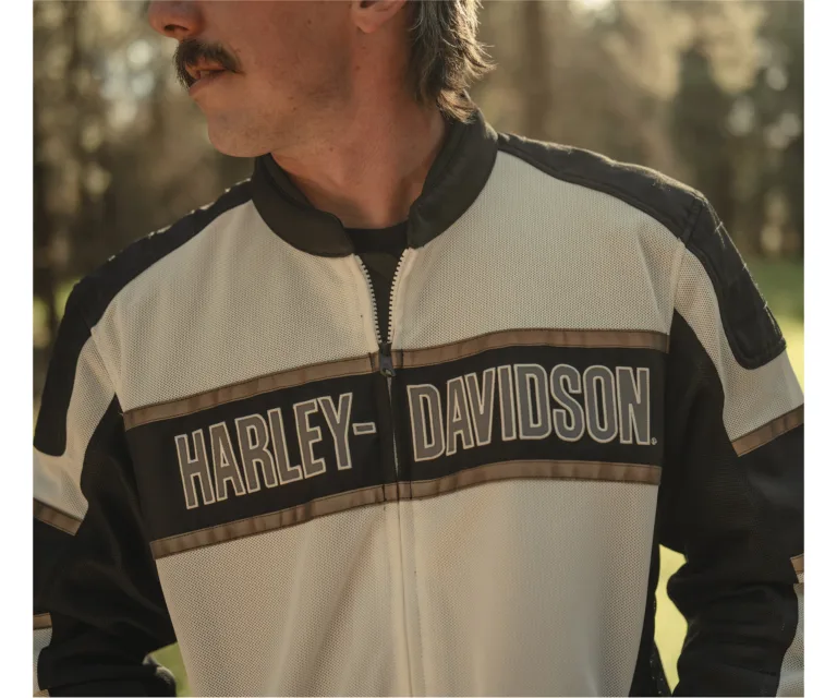Harley-Davidson Men's H-D Trenton Mesh Riding Jacket in Colorblock - Birch & Harley Black, product image 3.