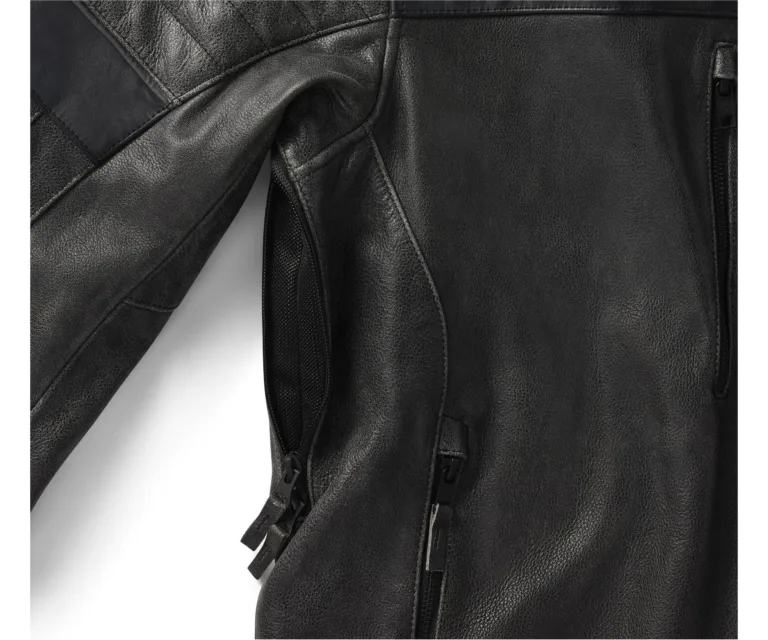 Harley-Davidson Men's H-D Passing Link III Leather Jacket in Harley Black, product image 4.