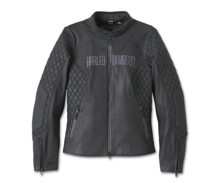 Harley-Davidson Women's Willie G Skull Graphic Leather Riding Jacket in Harley Black, product image 1.