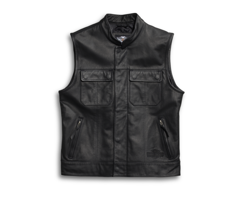 Harley-Davidson Men's Foster Leather Vest in Black, product image 1.