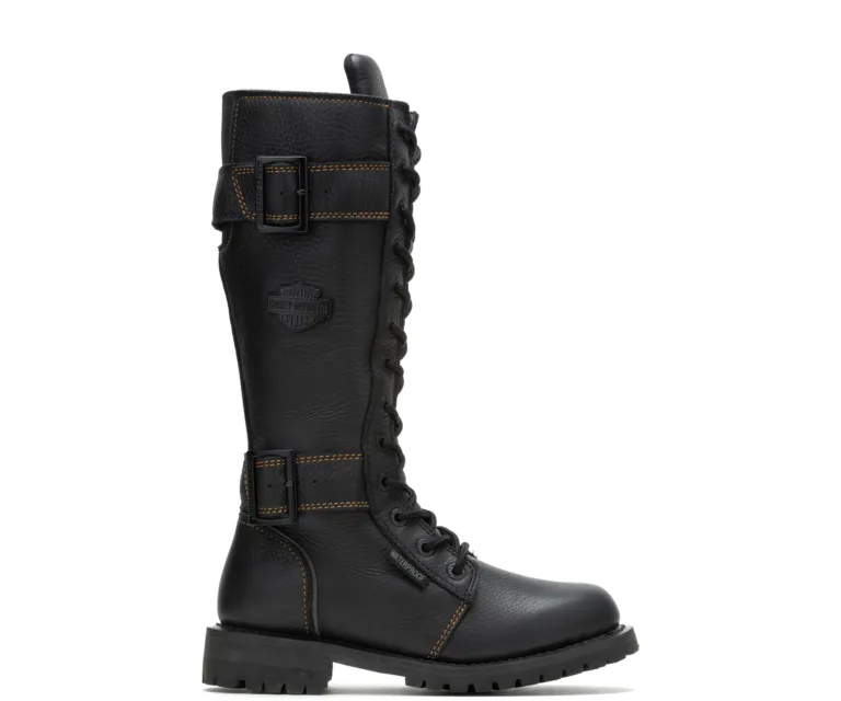 Harley-Davidson Women's Belhaven Waterproof Riding Boot in Black, product image 1.