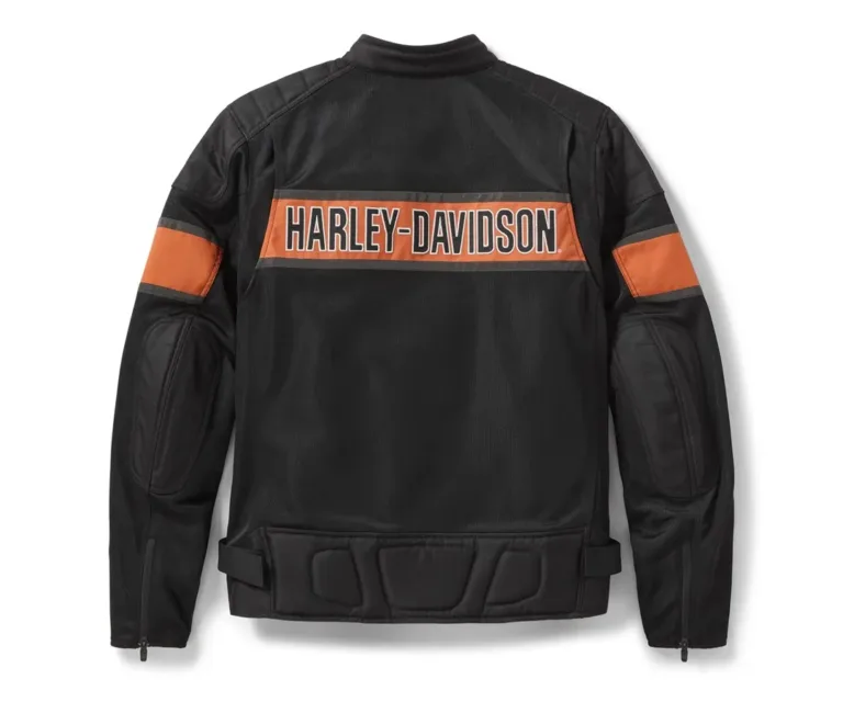 Harley-Davidson Men's H-D Trenton Mesh Riding Jacket in Colorblock - Harley Black & Vintage Orange, product image 2.