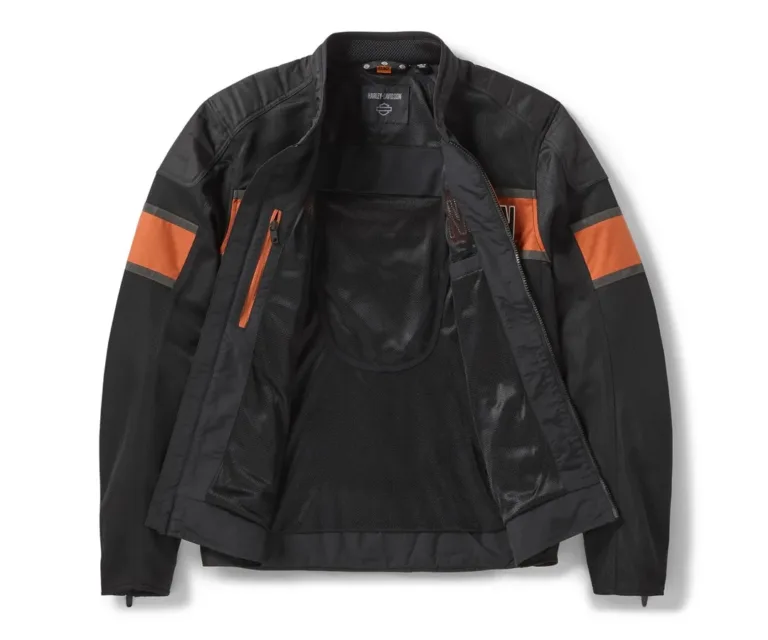 Harley-Davidson Men's H-D Trenton Mesh Riding Jacket in Colorblock - Harley Black & Vintage Orange, product image 3.