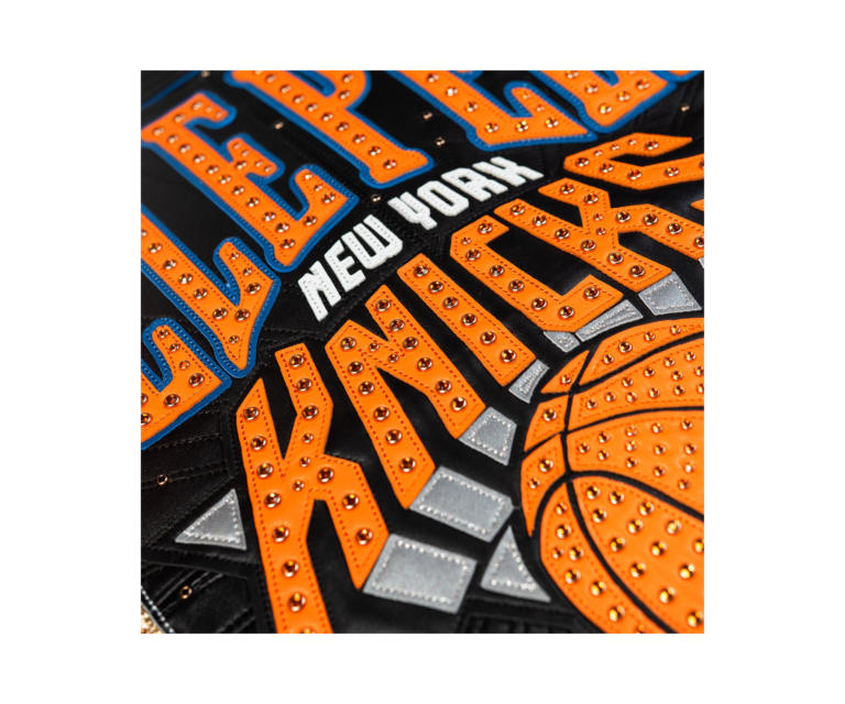 Pelle Pelle x FISLL City of Knicks jacket in Black / Orange / Royal - detail view 11