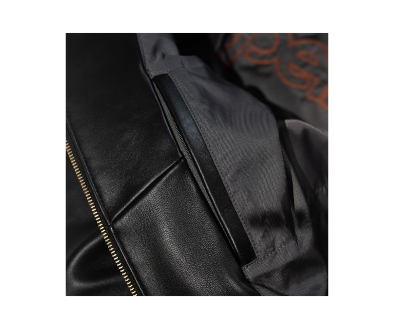 Pelle Pelle x FISLL City of Knicks jacket in Black / Orange / Royal - detail view 3