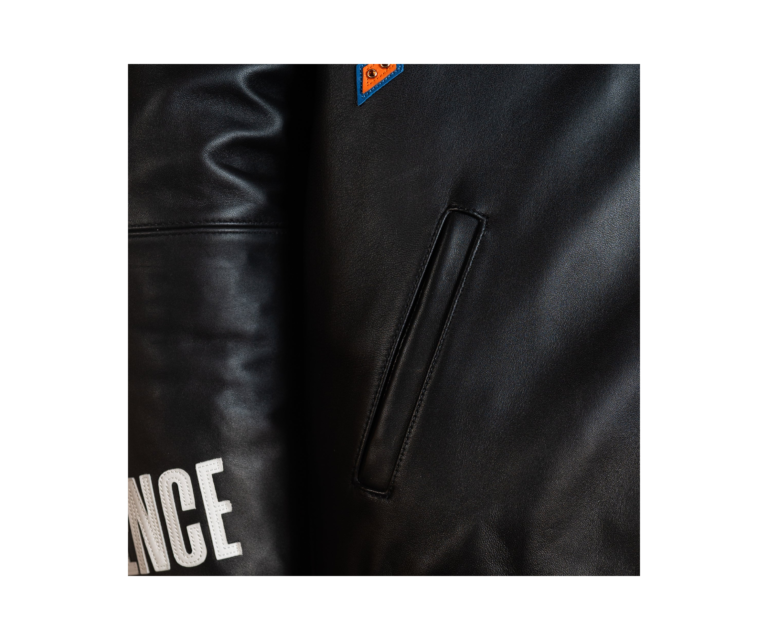 Pelle Pelle x FISLL City of Knicks jacket in Black / Orange / Royal - detail view 5
