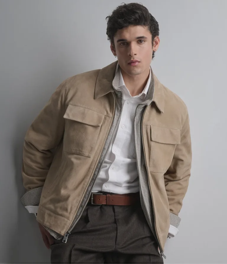 Wilsons Leather Banks Sand suede shirt jacket product view