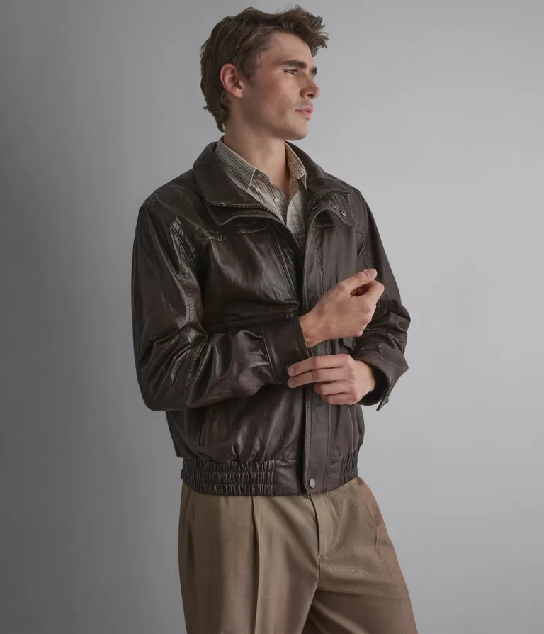 Wilsons Leather Marvin vintage bomber jacket in Java, alternate product view 1