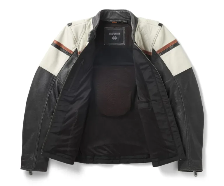 Harley-Davidson Women's H-D Miss Enthusiast III Leather Riding Jacket in Colorblock - Harley Black & Cloud Dancer, product image 3.