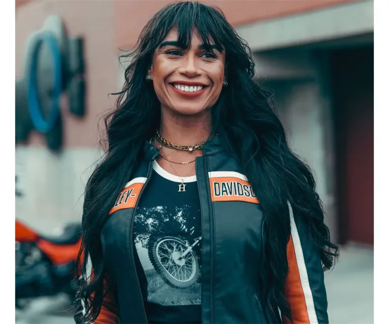 Harley-Davidson Women's H-D Trenton Leather Riding Jacket in Colorblock - Harley Black & Vintage Orange, product image 5.
