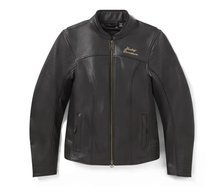 Harley-Davidson Women's Winged Bling Leather Riding Jacket in Harley Black, product image 1.