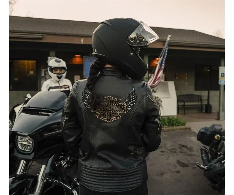 Harley-Davidson Women's Winged Bling Leather Riding Jacket in Harley Black, product image 11.