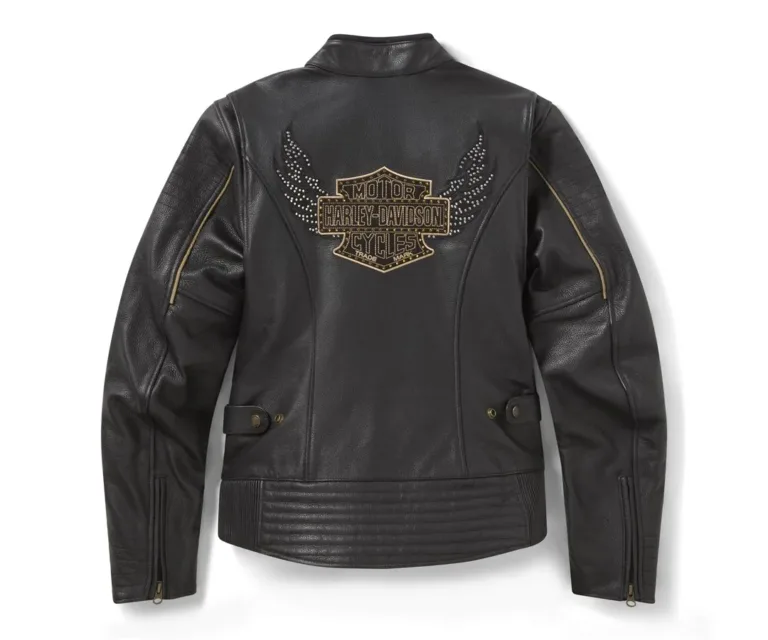 Harley-Davidson Women's Winged Bling Leather Riding Jacket in Harley Black, product image 2.